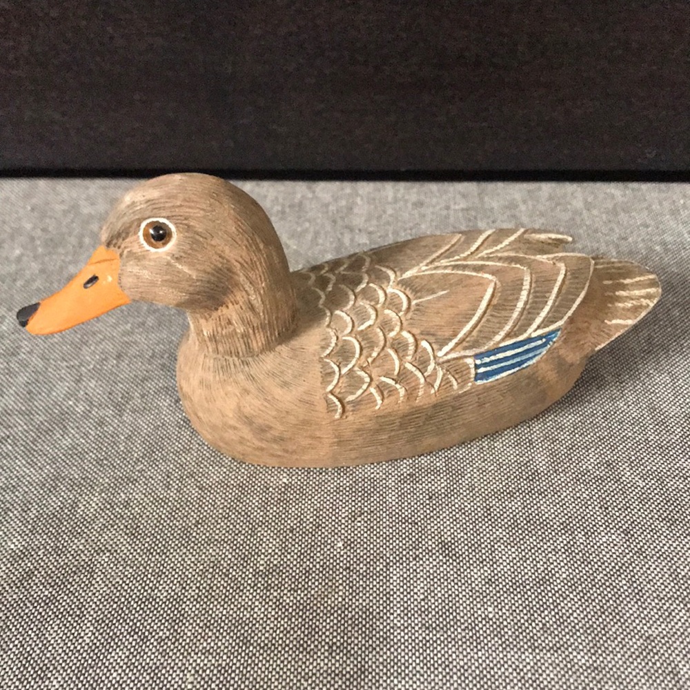 Vtg Signed Earl Houck hand carved wood duck